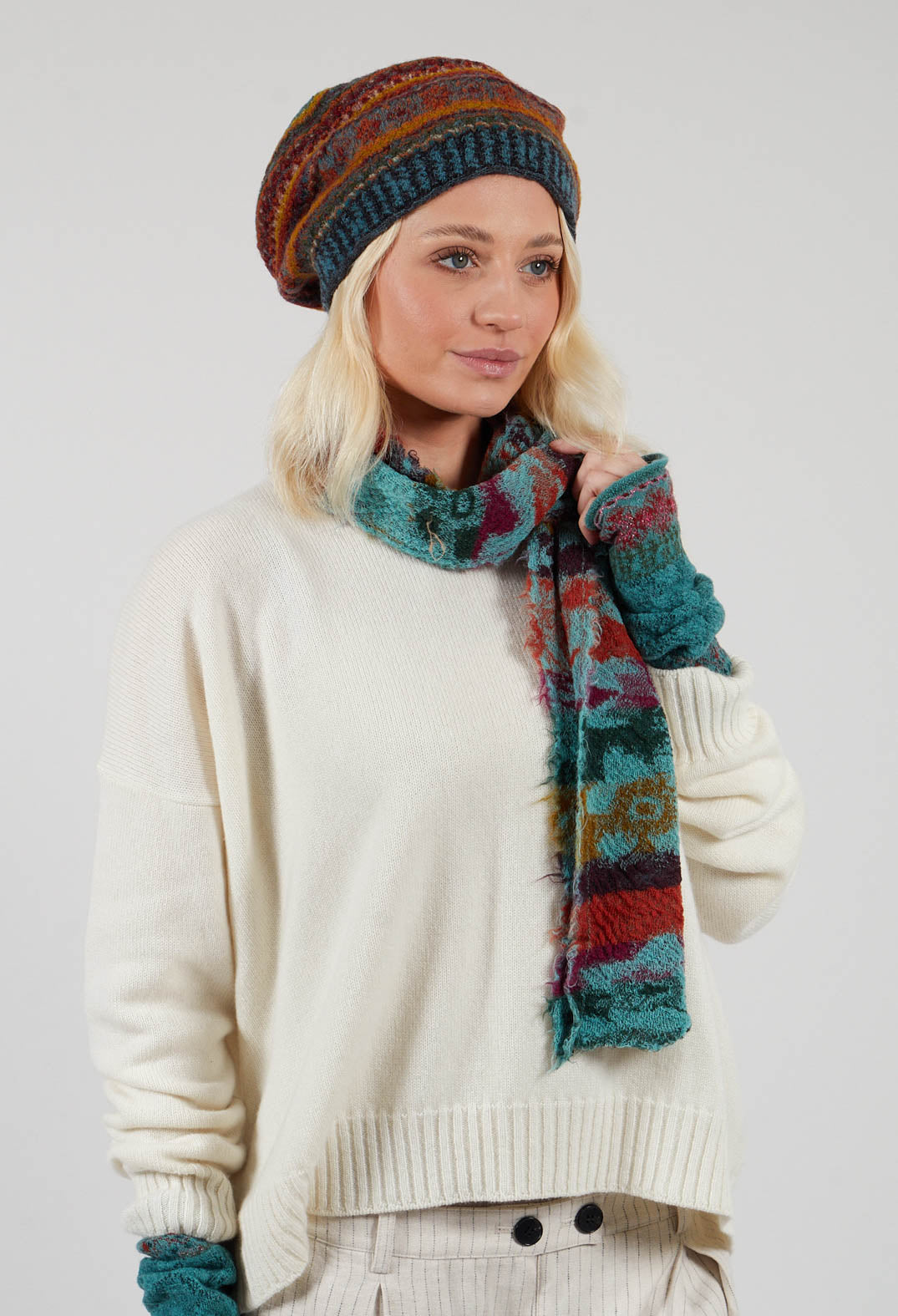 Decorative Wool Hat in Turquoise