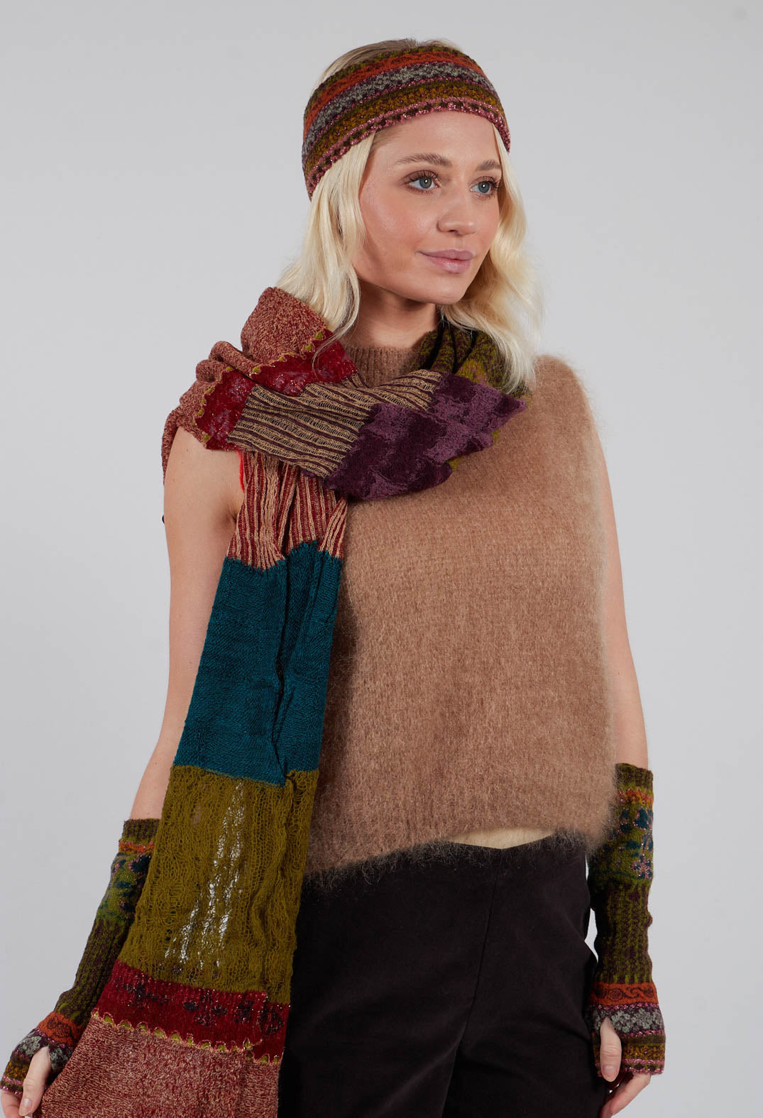 Decorative Wool Scarf in Rust