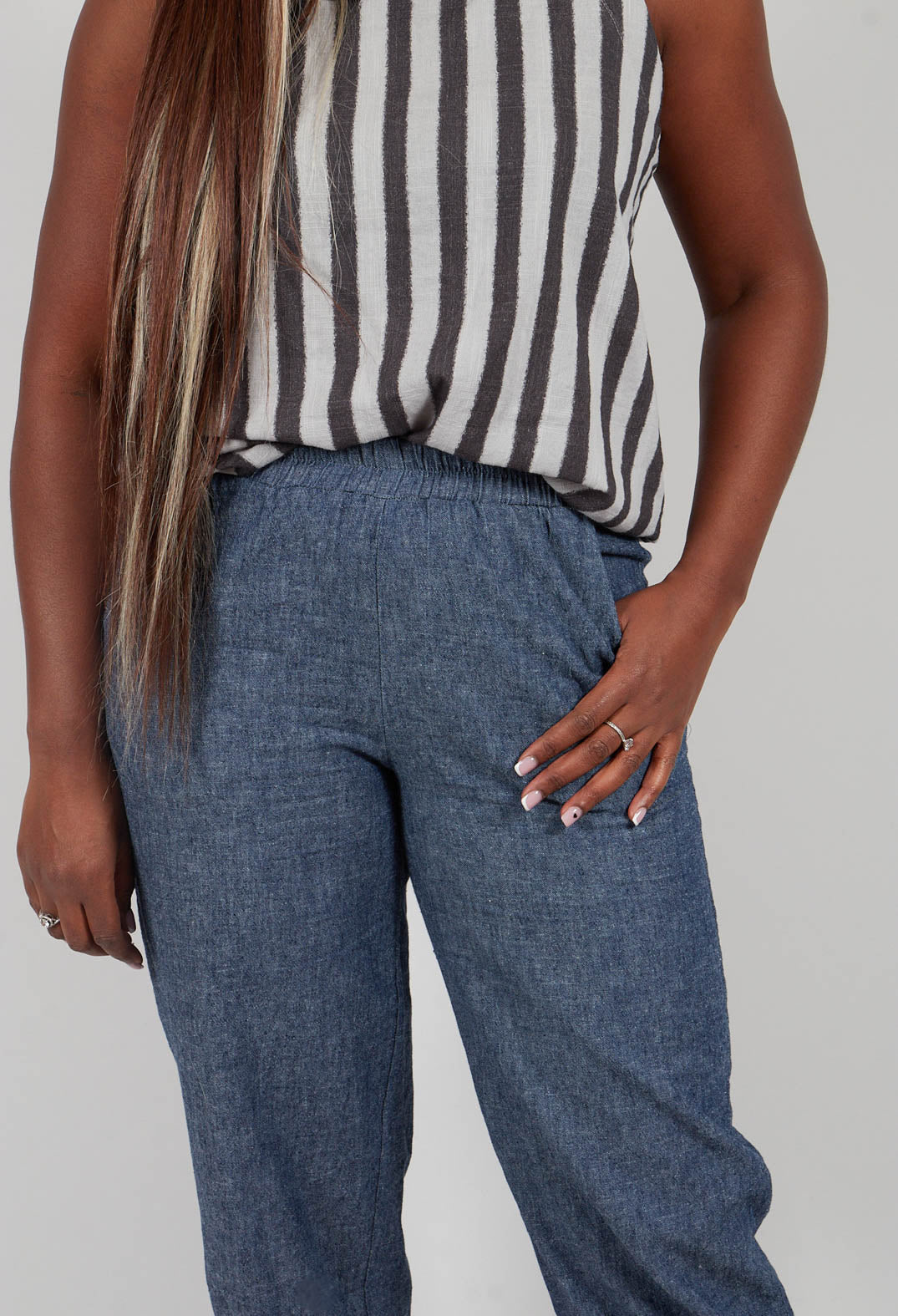 Denim Style Trousers in Indgio