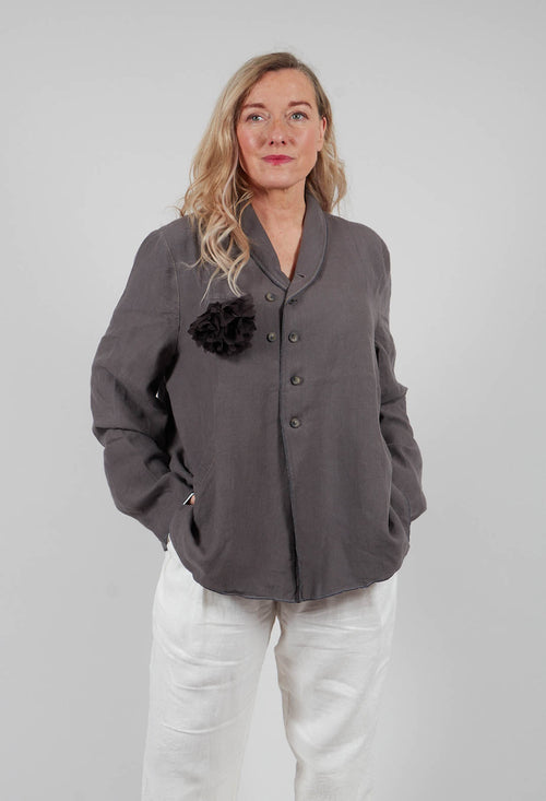 Detachable Brooch Short Jacket in Anthracite