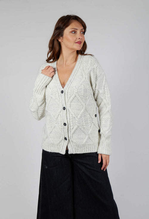 Diamond Cable Knit Cardigan in Cream