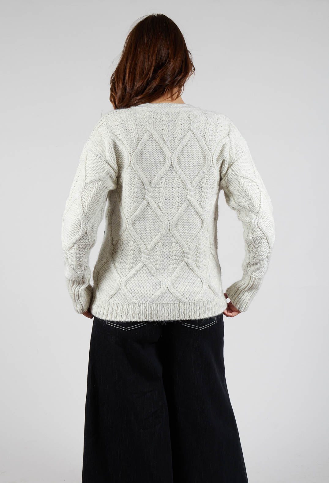 Diamond Cable Knit Cardigan in Cream