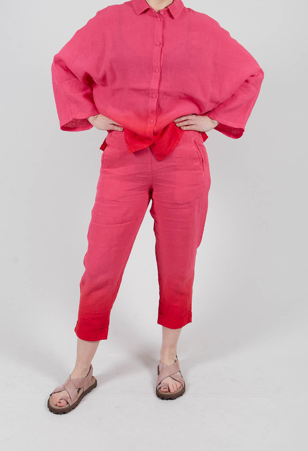 Dip Dyed Geisha Pants in Laser Pink