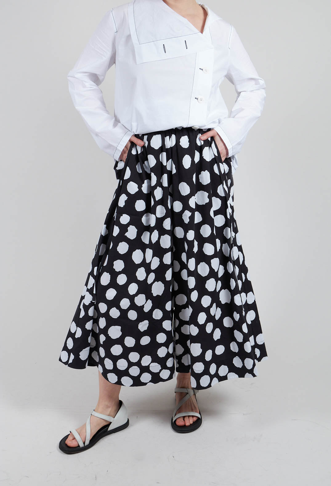 Dotted Pant Skirt in Black and White