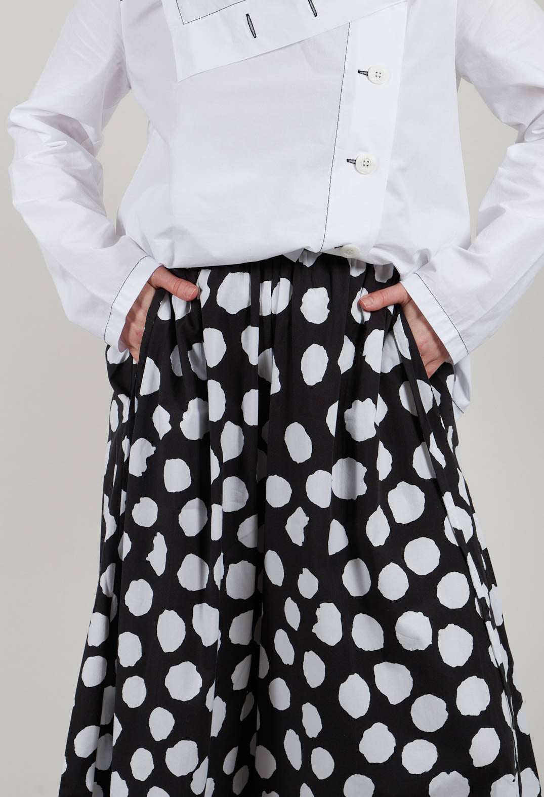 Dotted Pant Skirt in Black and White