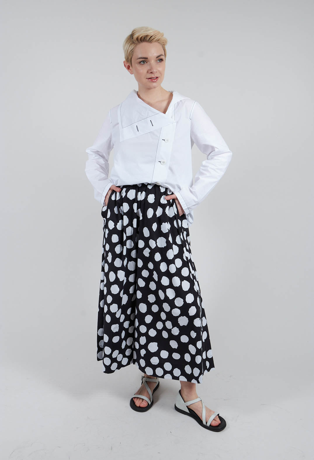 Dotted Pant Skirt in Black and White