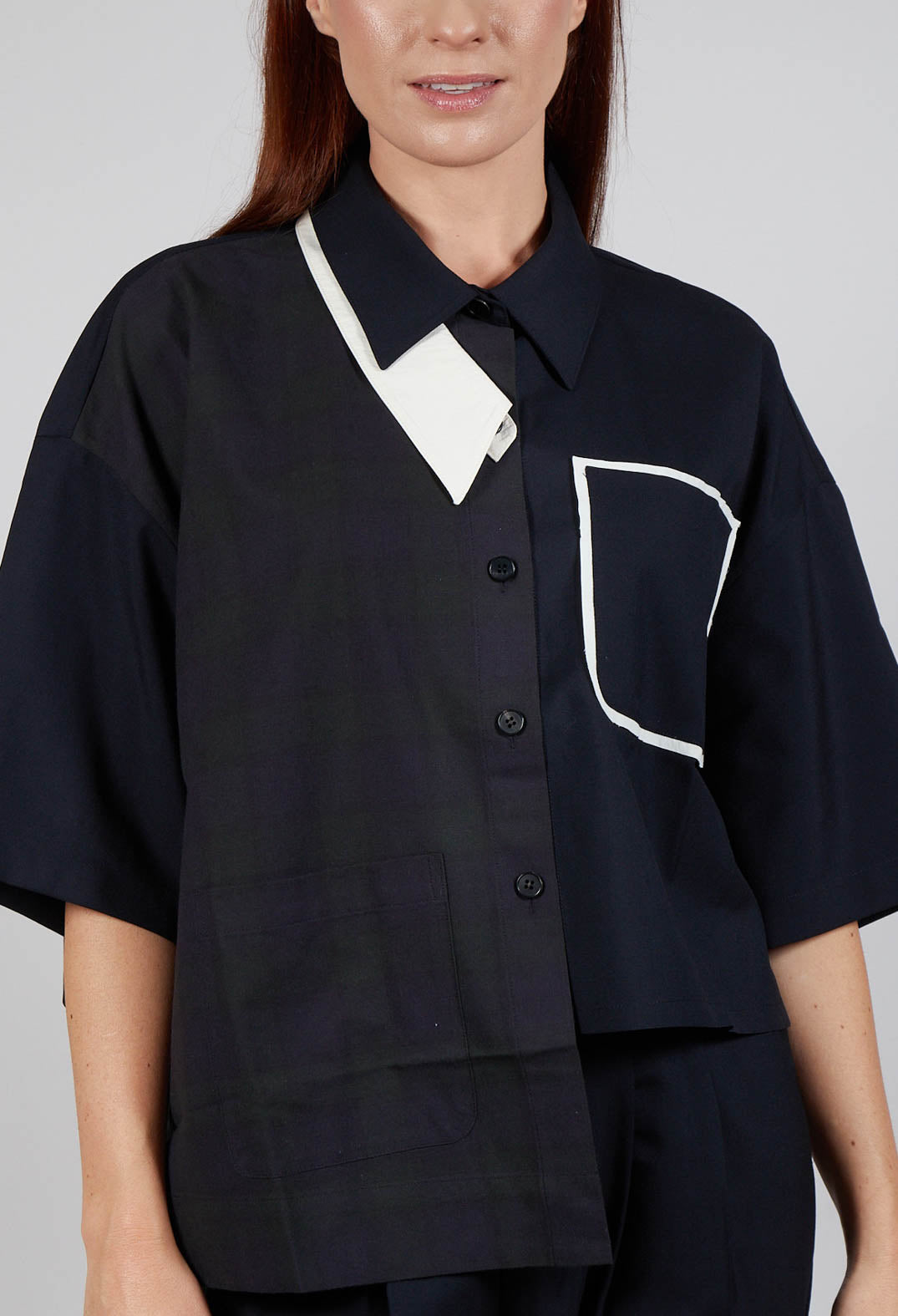 Double Collar Shirt in Navy