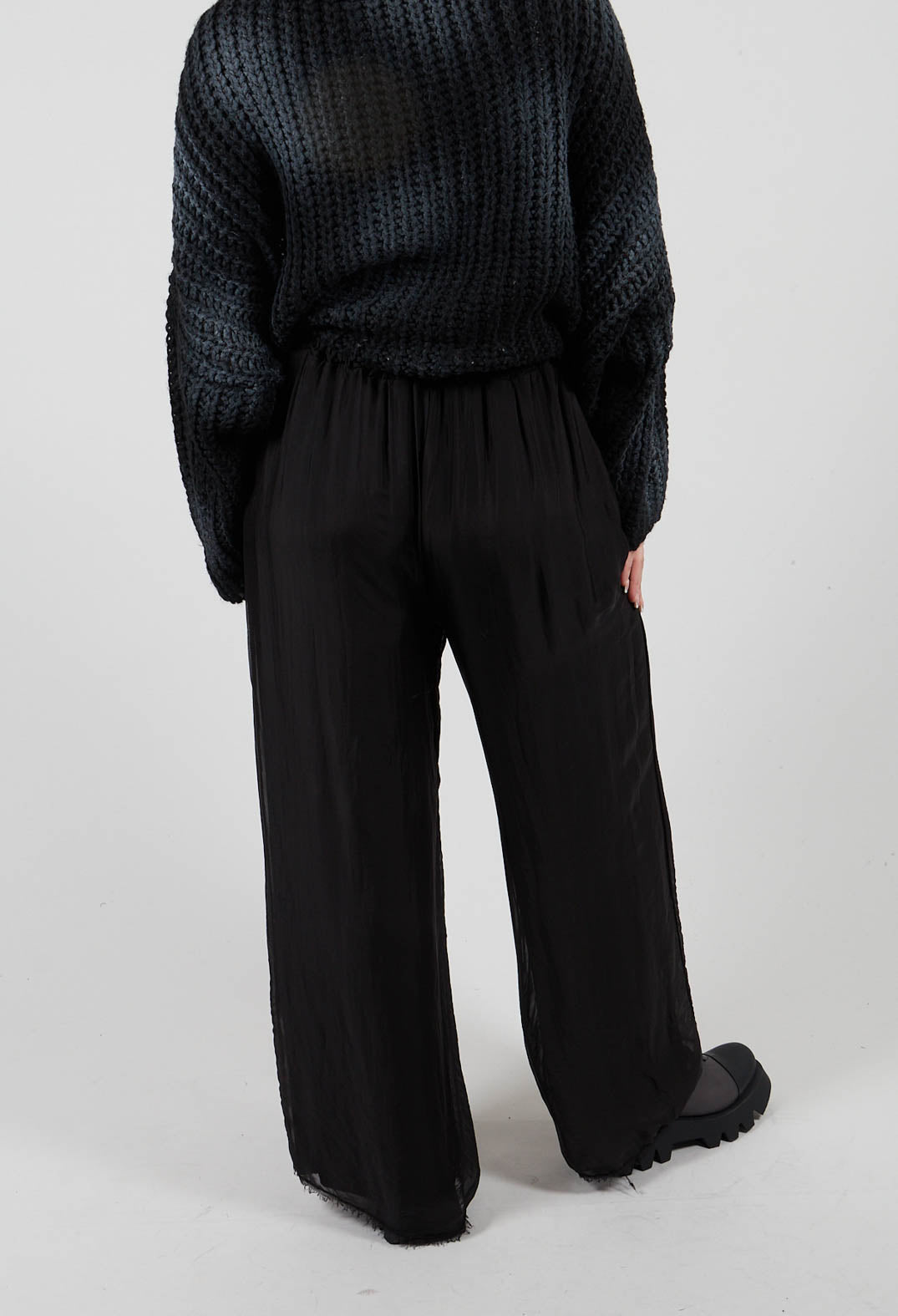 Double Layer Trousers in Viscosa Seta Nero