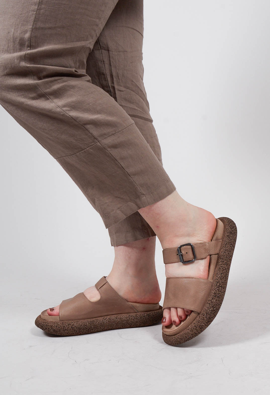 Double Strap Sandal in Gasoline Malto