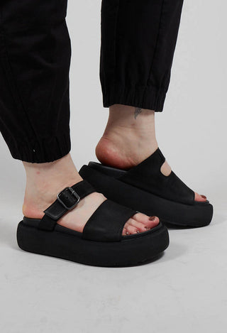 Double Strap Sandals in Gasoline Nero