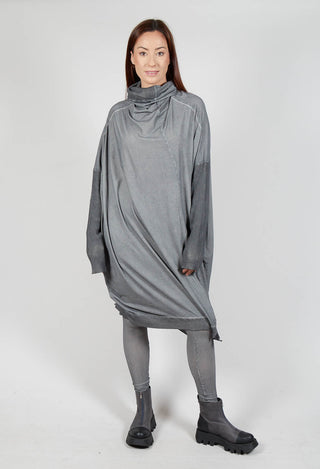 Draped Neckline Sweater Dress in Pencil Cloud