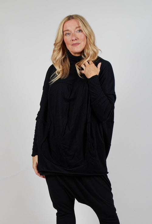 Draped Top in Black Black