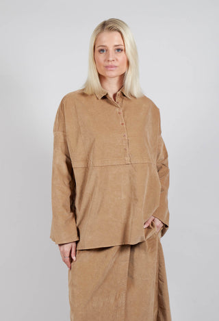 Velvet Drawstring Collar Shirt V in Sugar