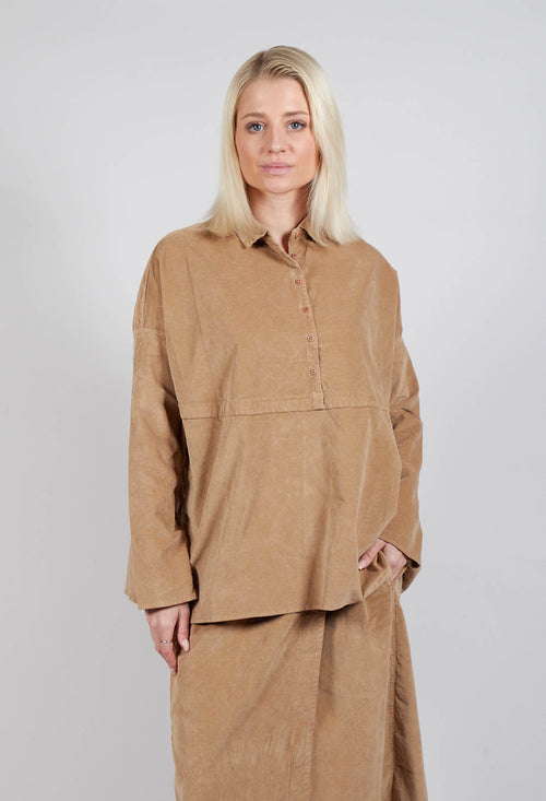 Velvet Drawstring Collar Shirt V in Sugar