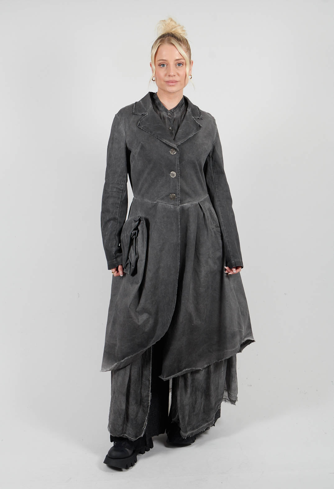 Dress Dust Coat in Gabardina and Viscosa Seta Grey Storm