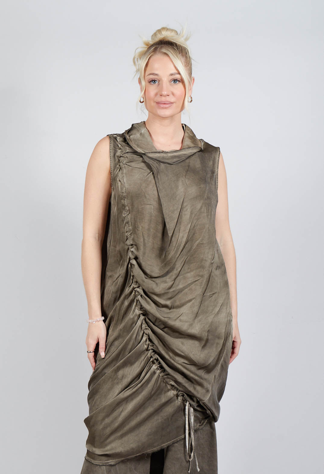 Dress in Raso di Viscosa Green Tuscany