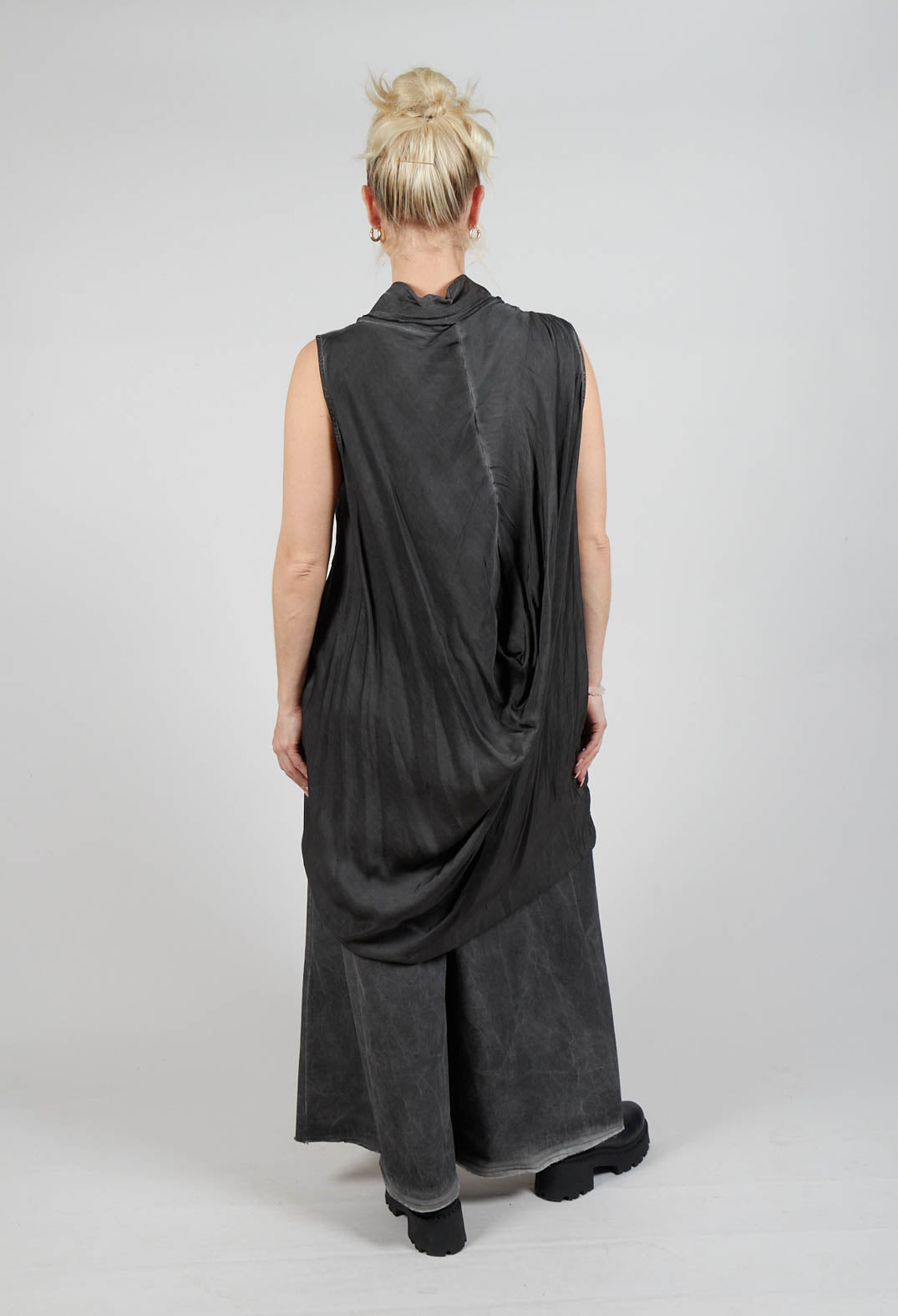 Dress in Raso di Viscosa Grey Storm