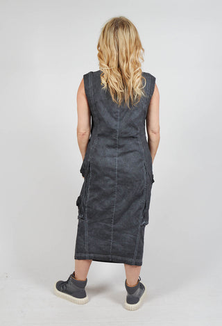 Dress with Bleached Stitching in Coal Cloud