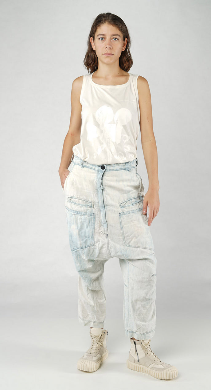 PRE-ORDER - Drop-Crotch Straight Leg Jeans in Stonewash (Pictured in Semibleach)