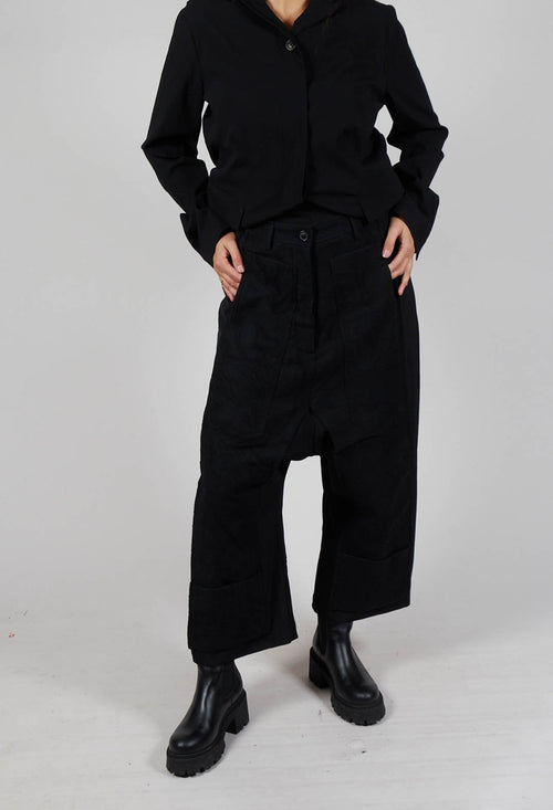 Drop Crotch Trousers in Black