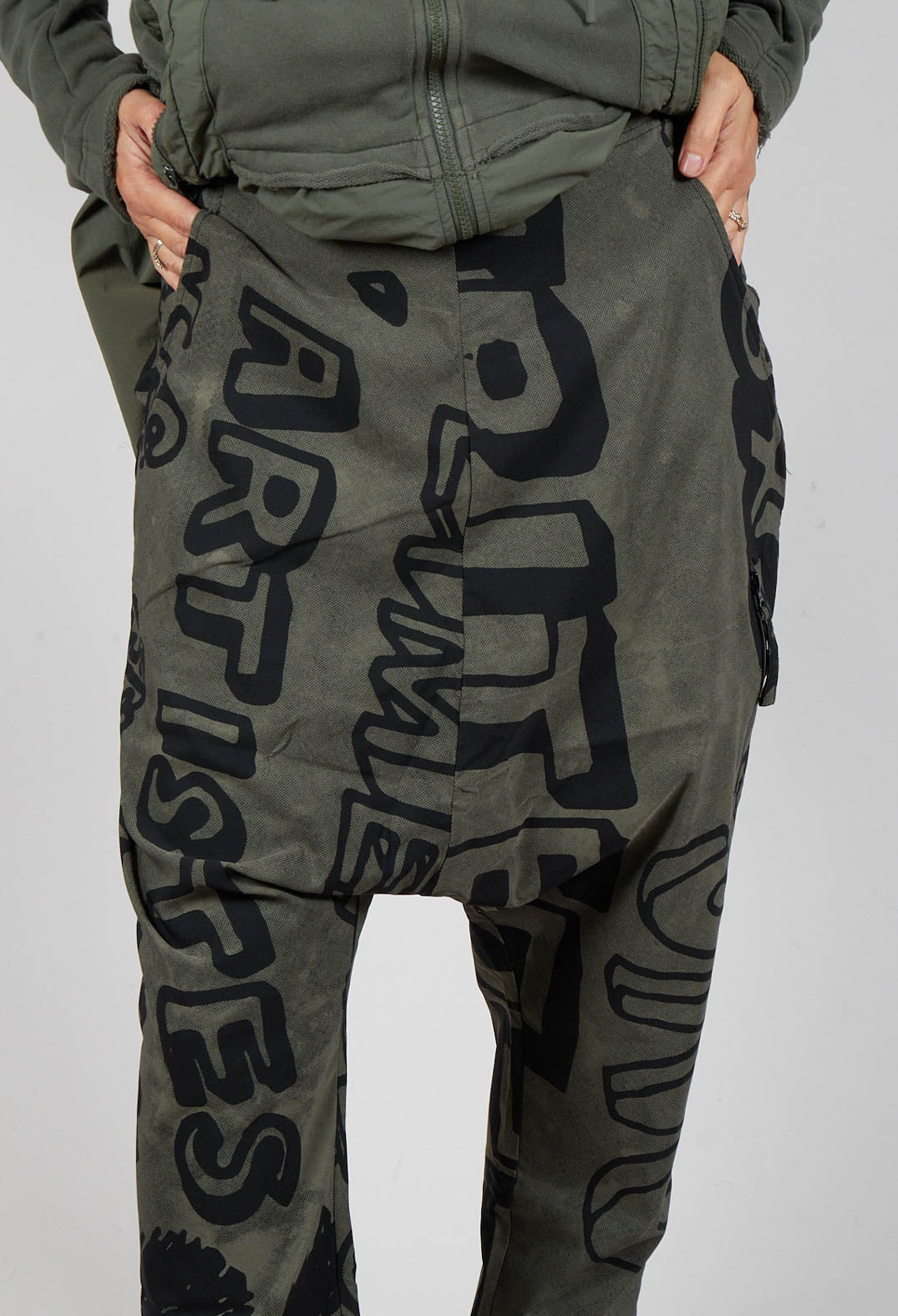 Drop Crotch Trousers in Camp Big Print