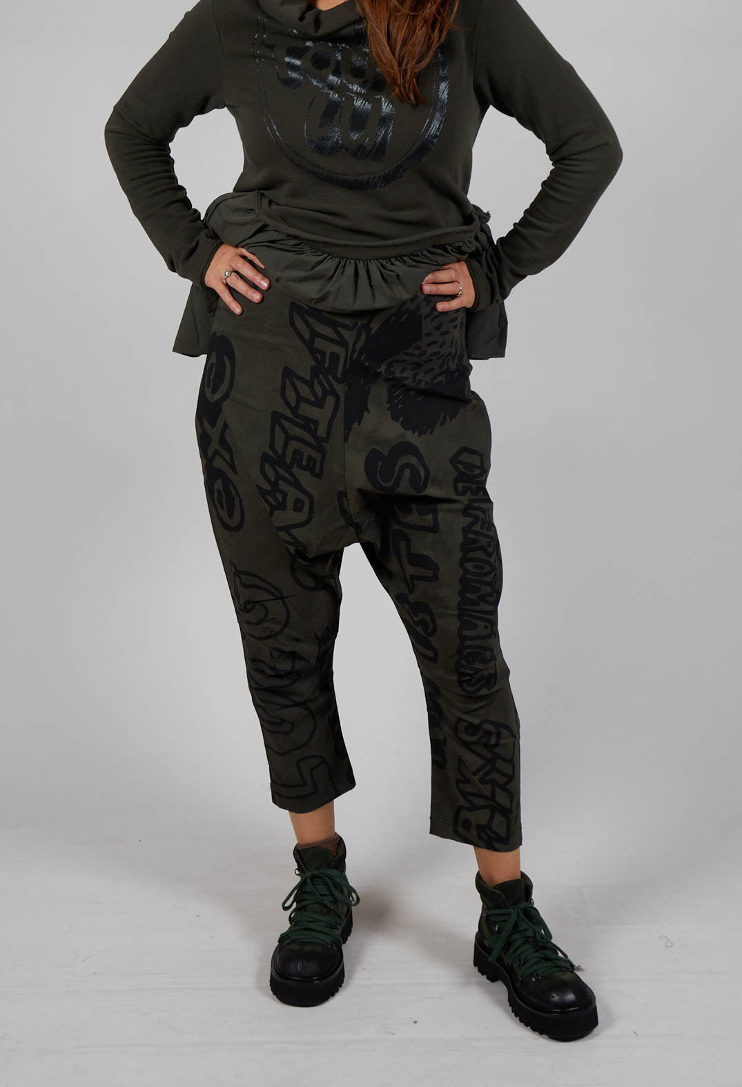 Drop Crotch Trousers in Jungle Big Print