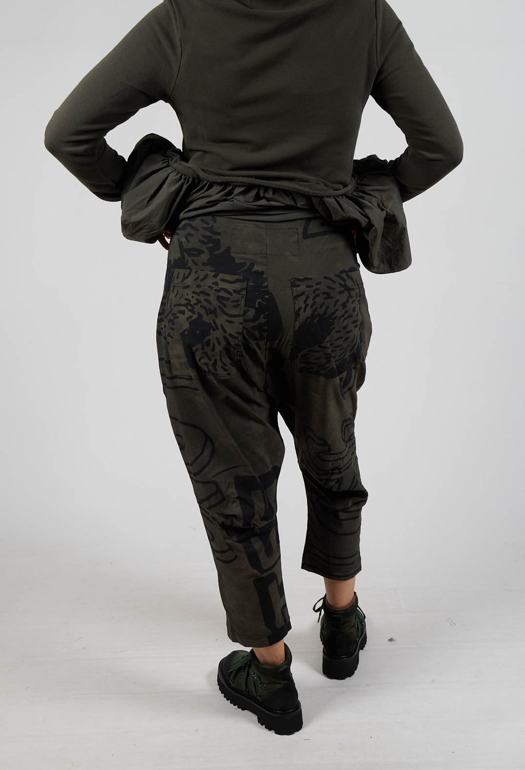 Drop Crotch Trousers in Jungle Big Print