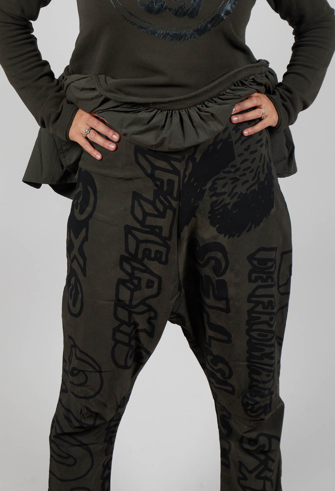 Drop Crotch Trousers in Jungle Big Print