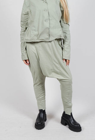 Drop Crotch Trousers with Exposed Seams in Defender