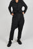 Drop Crotch Trousers with Tapered Leg in Black Shiny Print