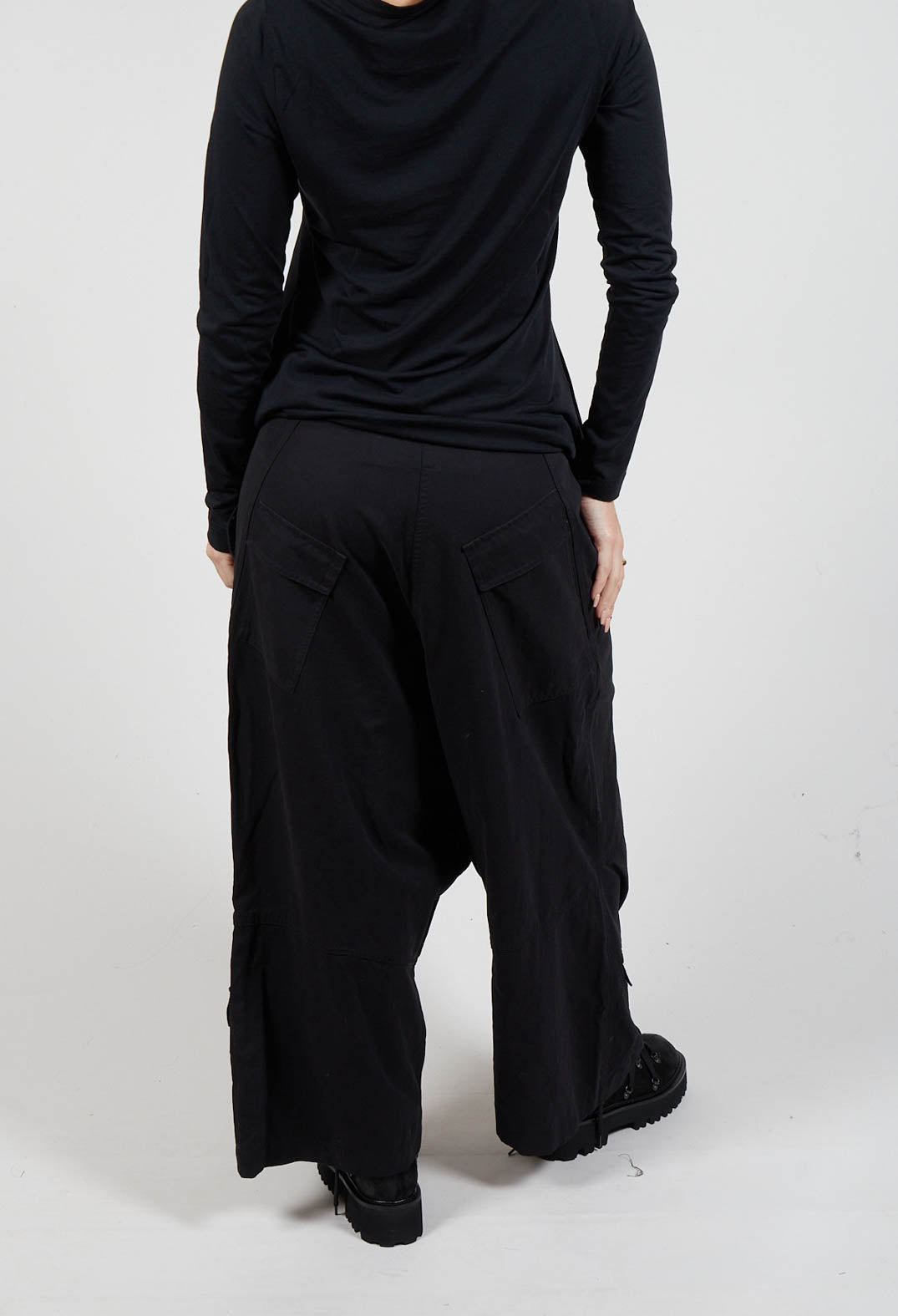 Drop Crotch Utility Trousers in Black