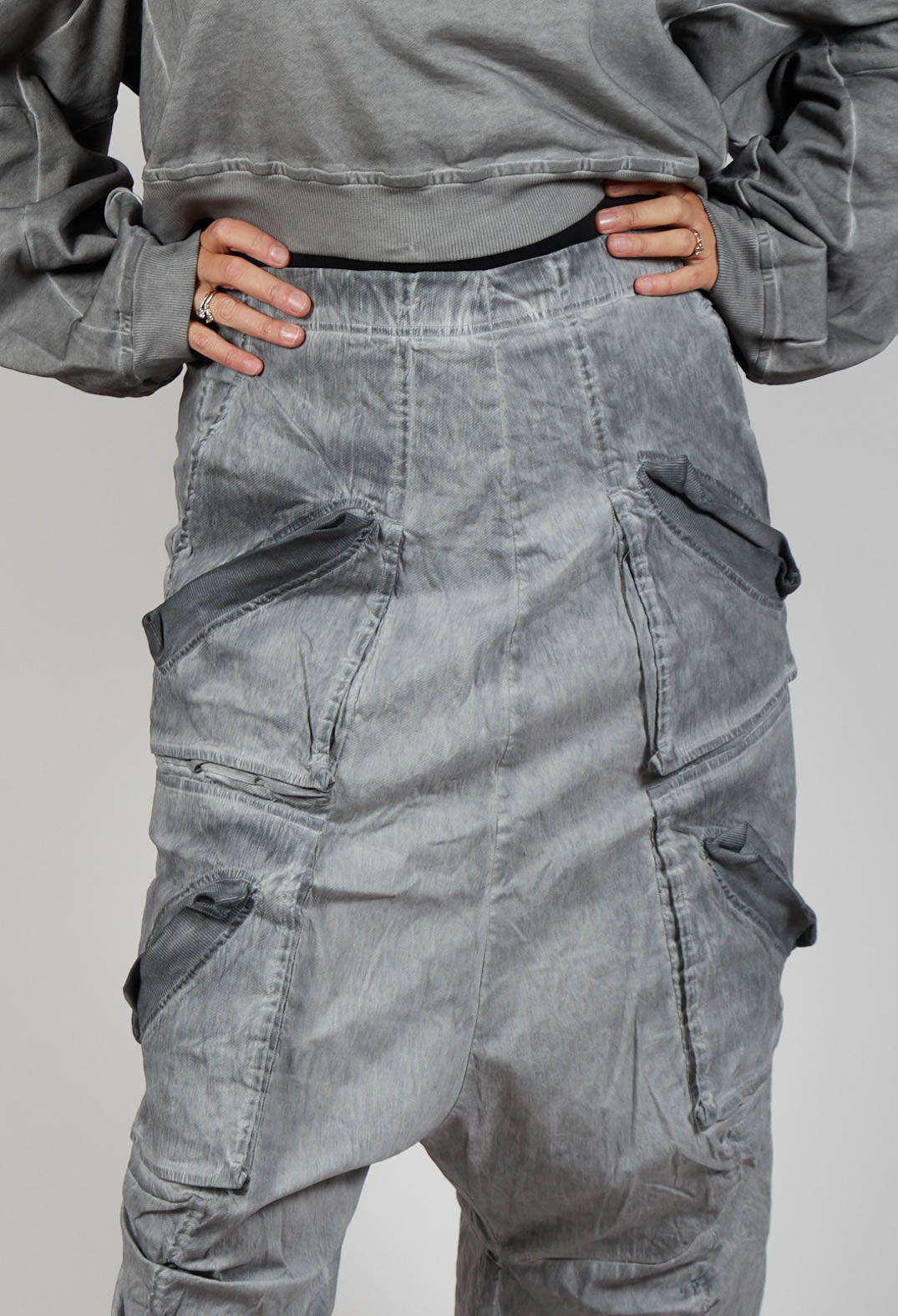 Drop Crotch Utility Trousers in Pencil Cloud