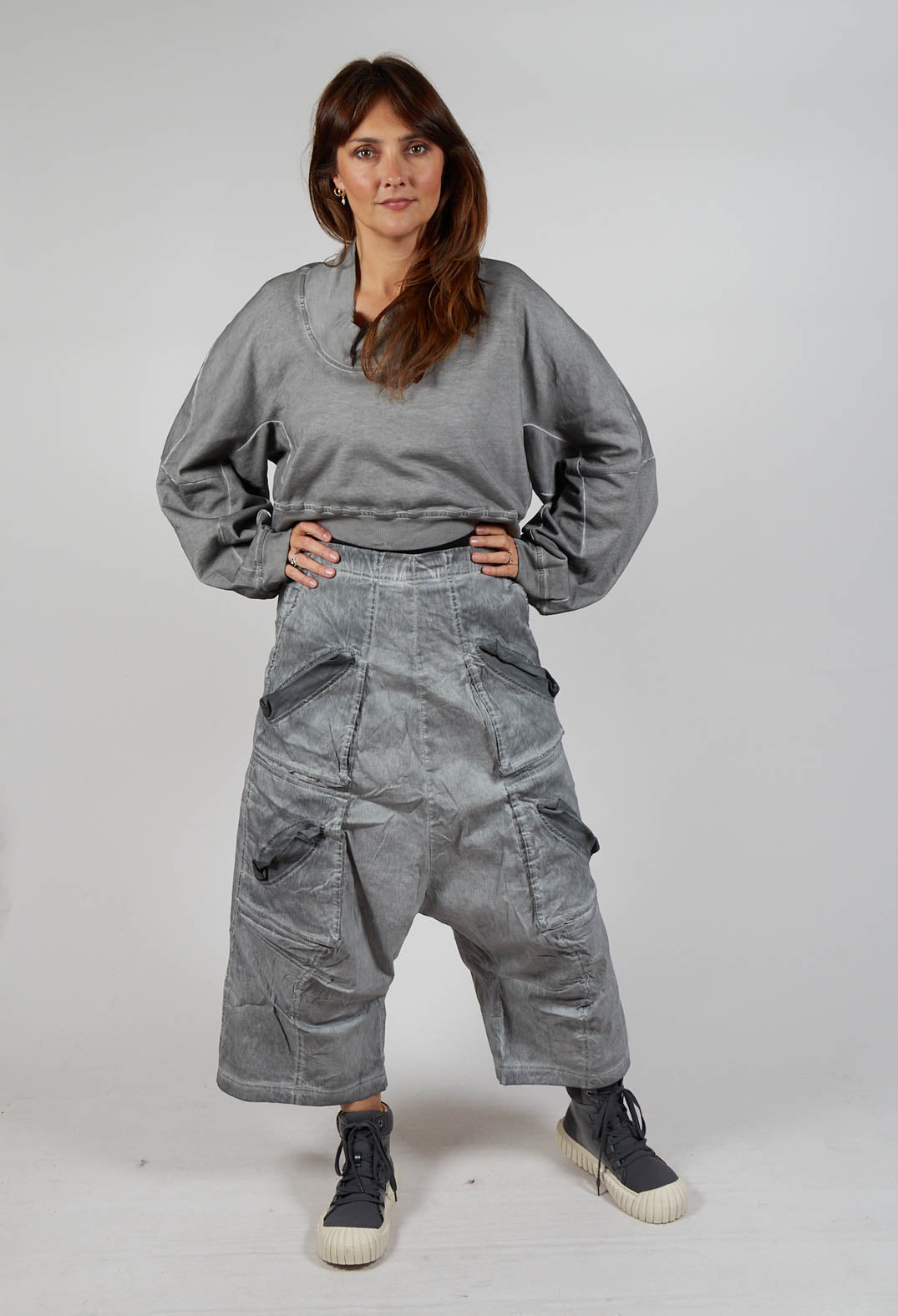 Drop Crotch Utility Trousers in Pencil Cloud