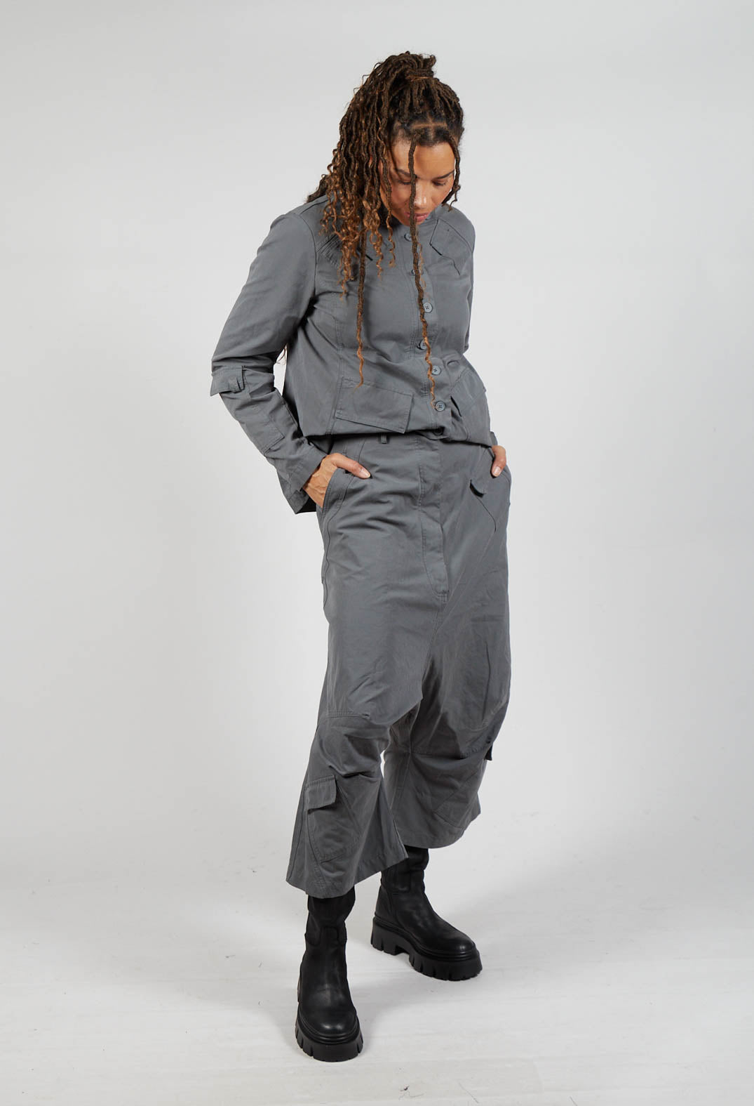 Drop Crotch Utility Trousers in Rock