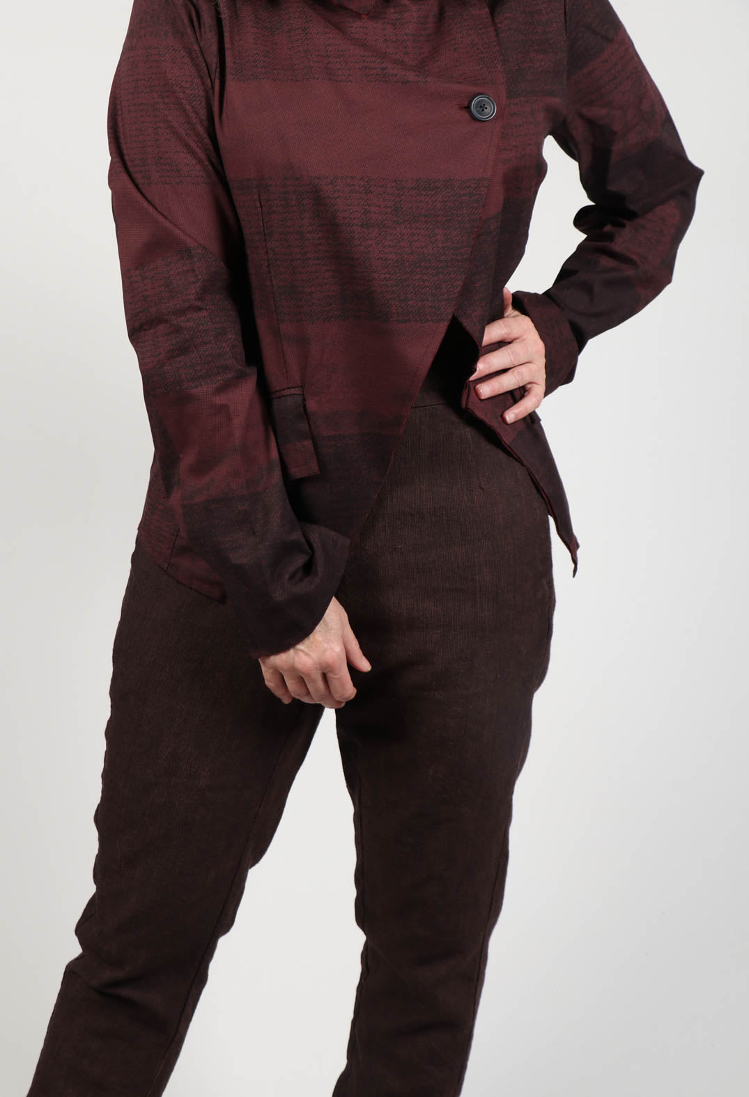 Drop Crotch Wide Leg Trousers in Rust Check