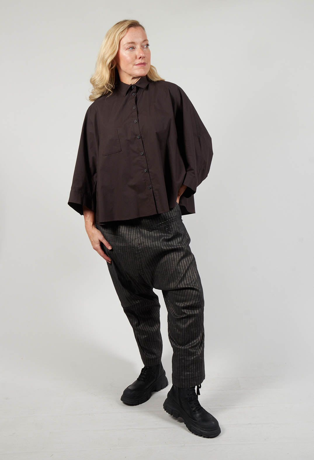 Drop Shoulder Shirt in Espresso