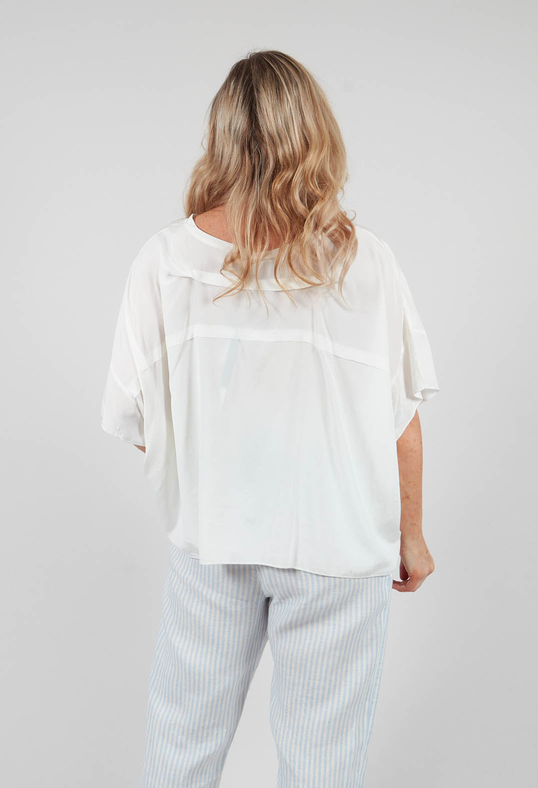 Drop Shoulder Short Sleeve Top in Original Off White