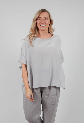 Drop Shoulder Short Sleeve Top in Silver Gray