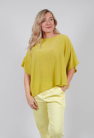 Drop Shoulder Short Sleeve Top in Yellow