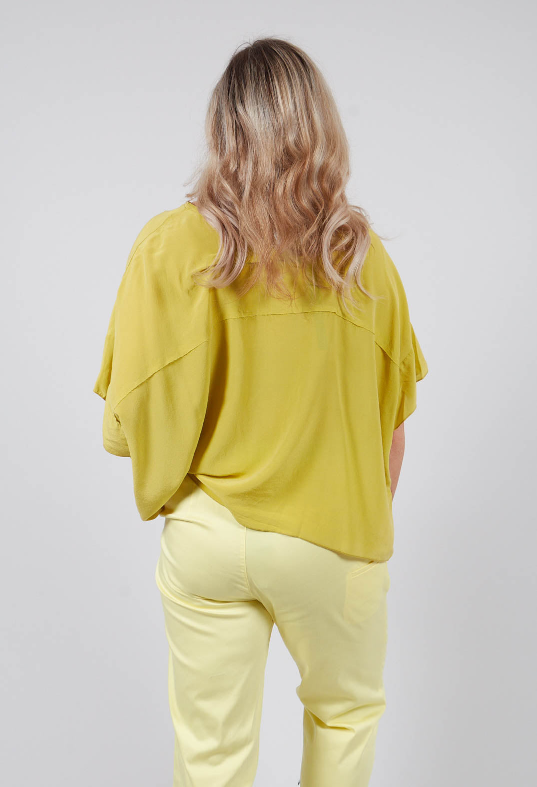 Drop Shoulder Short Sleeve Top in Yellow