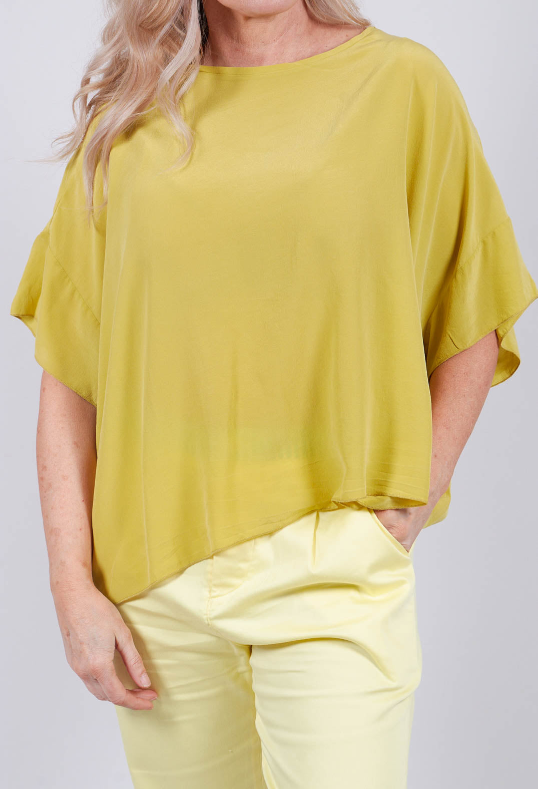 Drop Shoulder Short Sleeve Top in Yellow