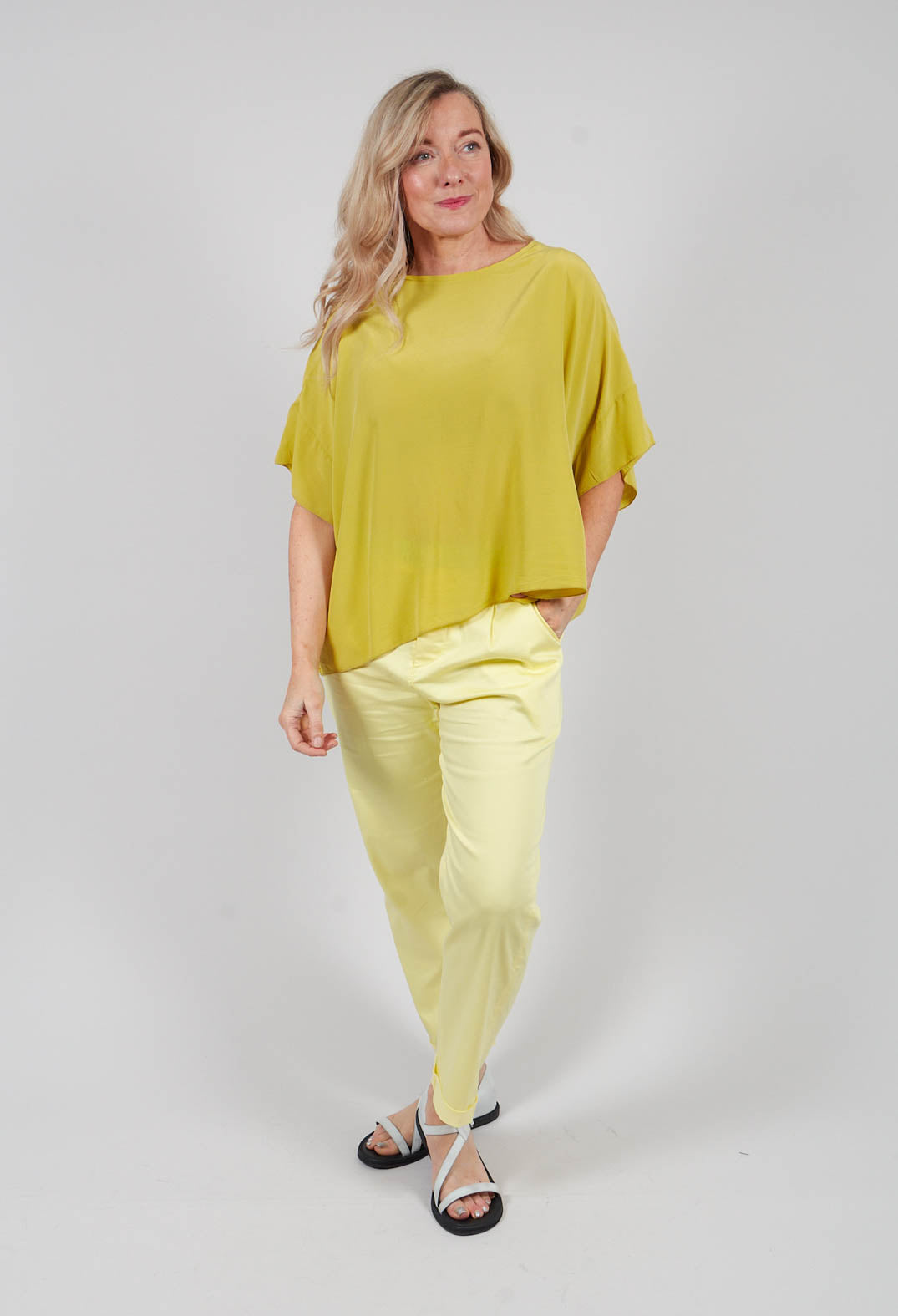 Drop Shoulder Short Sleeve Top in Yellow