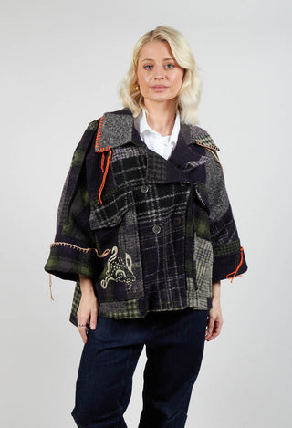 Dropped Shoulder Jacket in Green Print