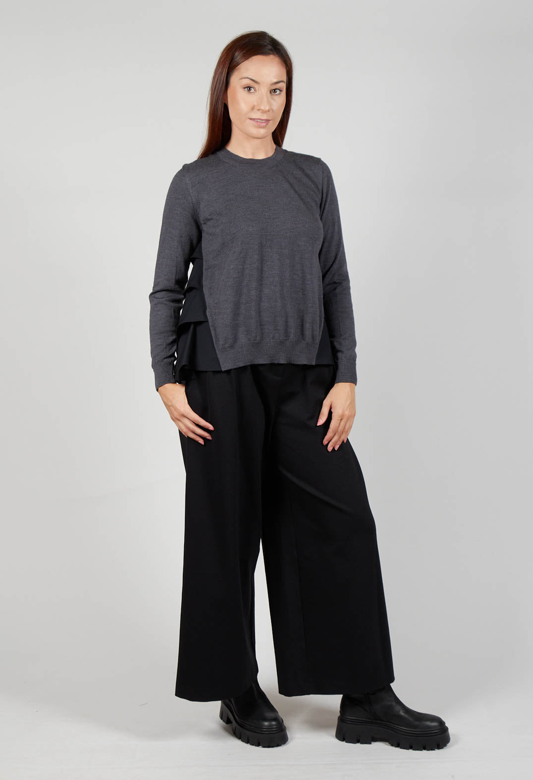 Dual Fabric Jumper in Antracite and Nero