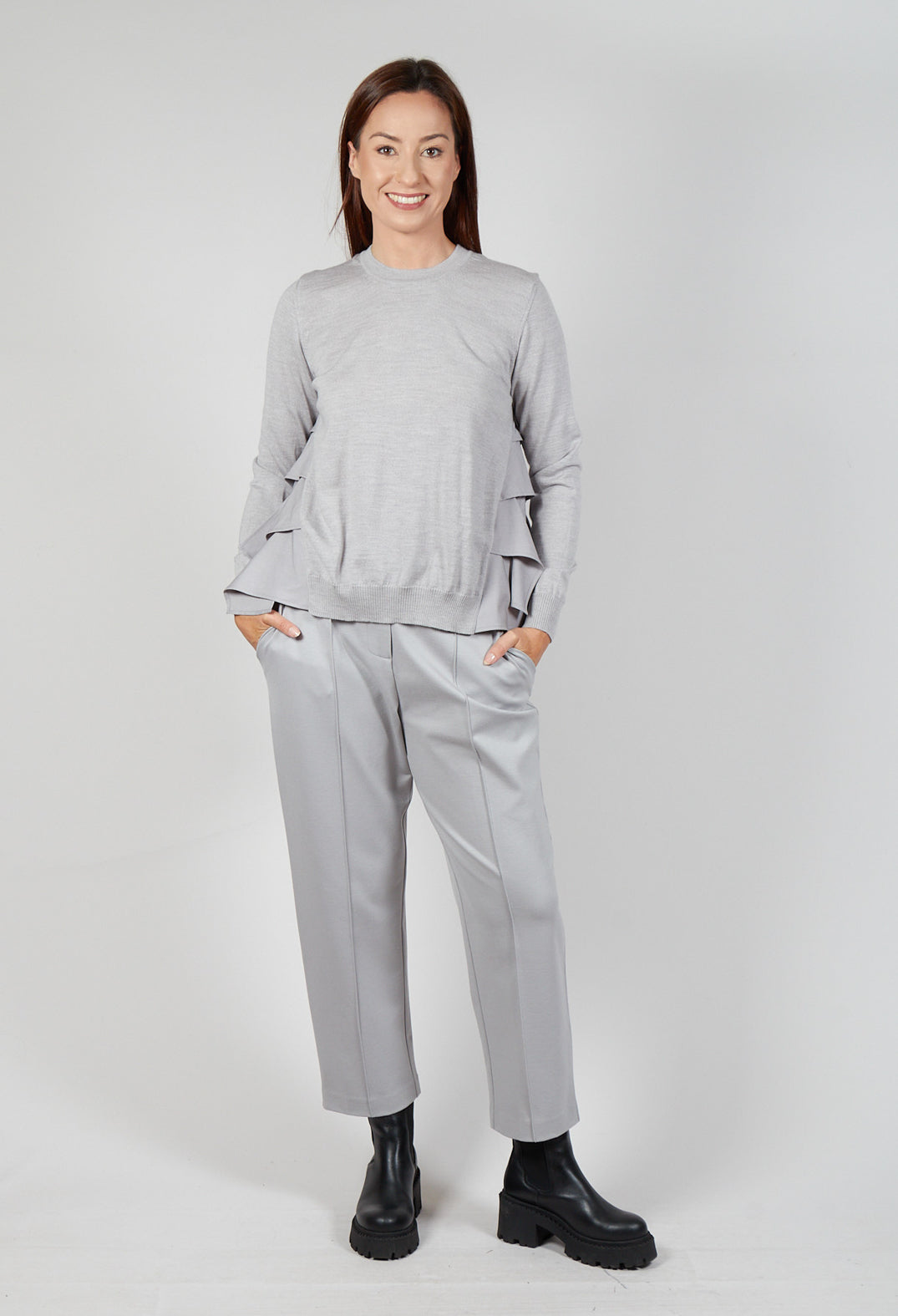 Dual Fabric Jumper in Perla