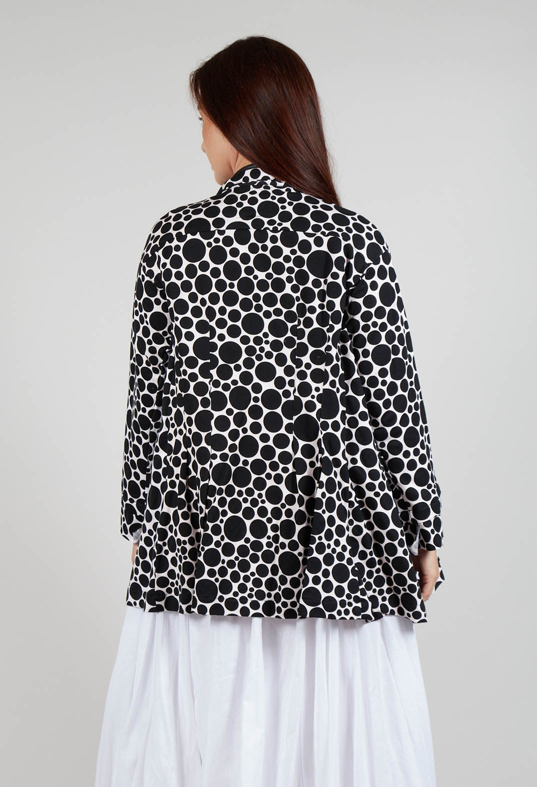 Jersey Jacket in White with Black Pois