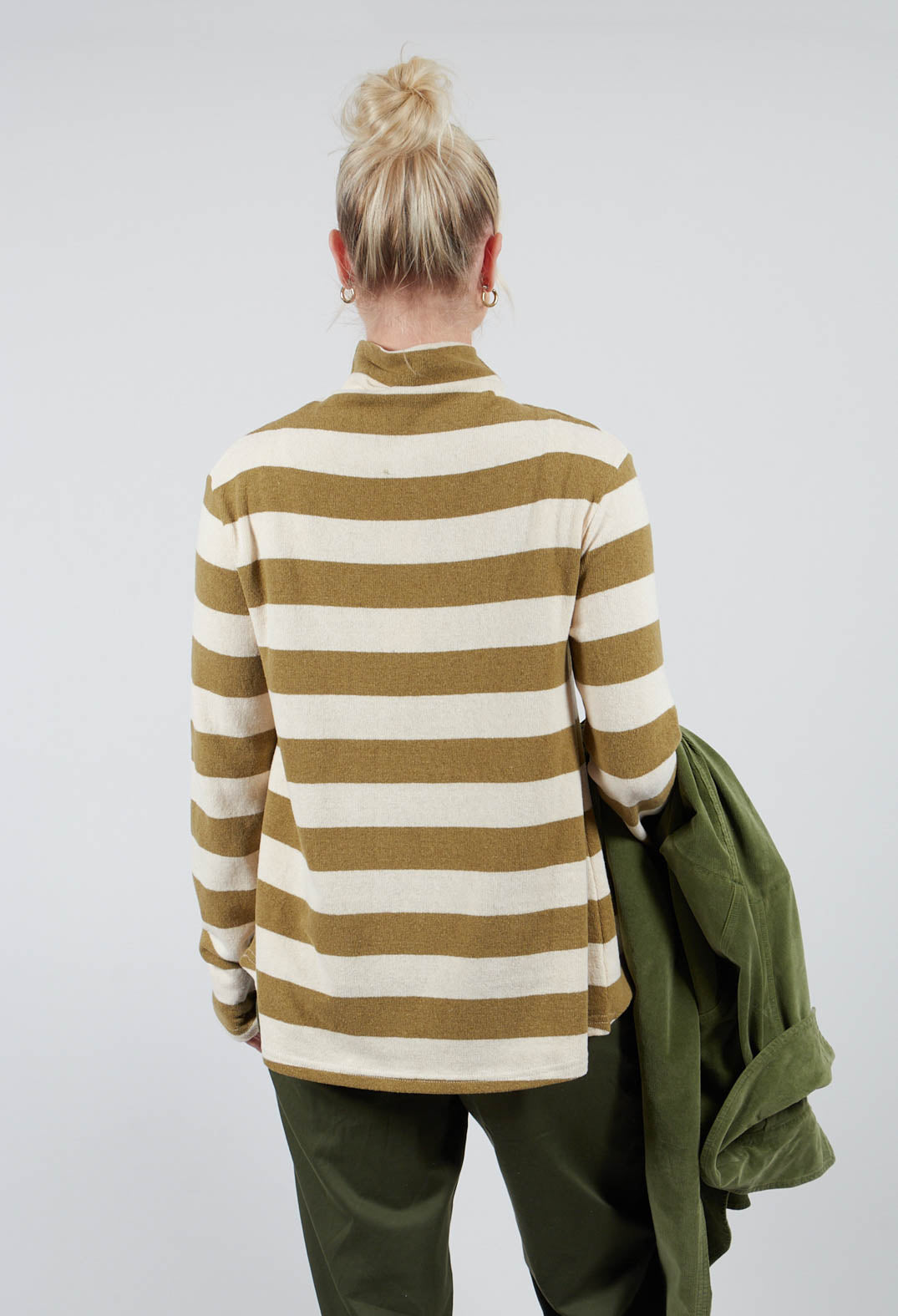 Stripe Roll Neck Jumper in Riga Cedro