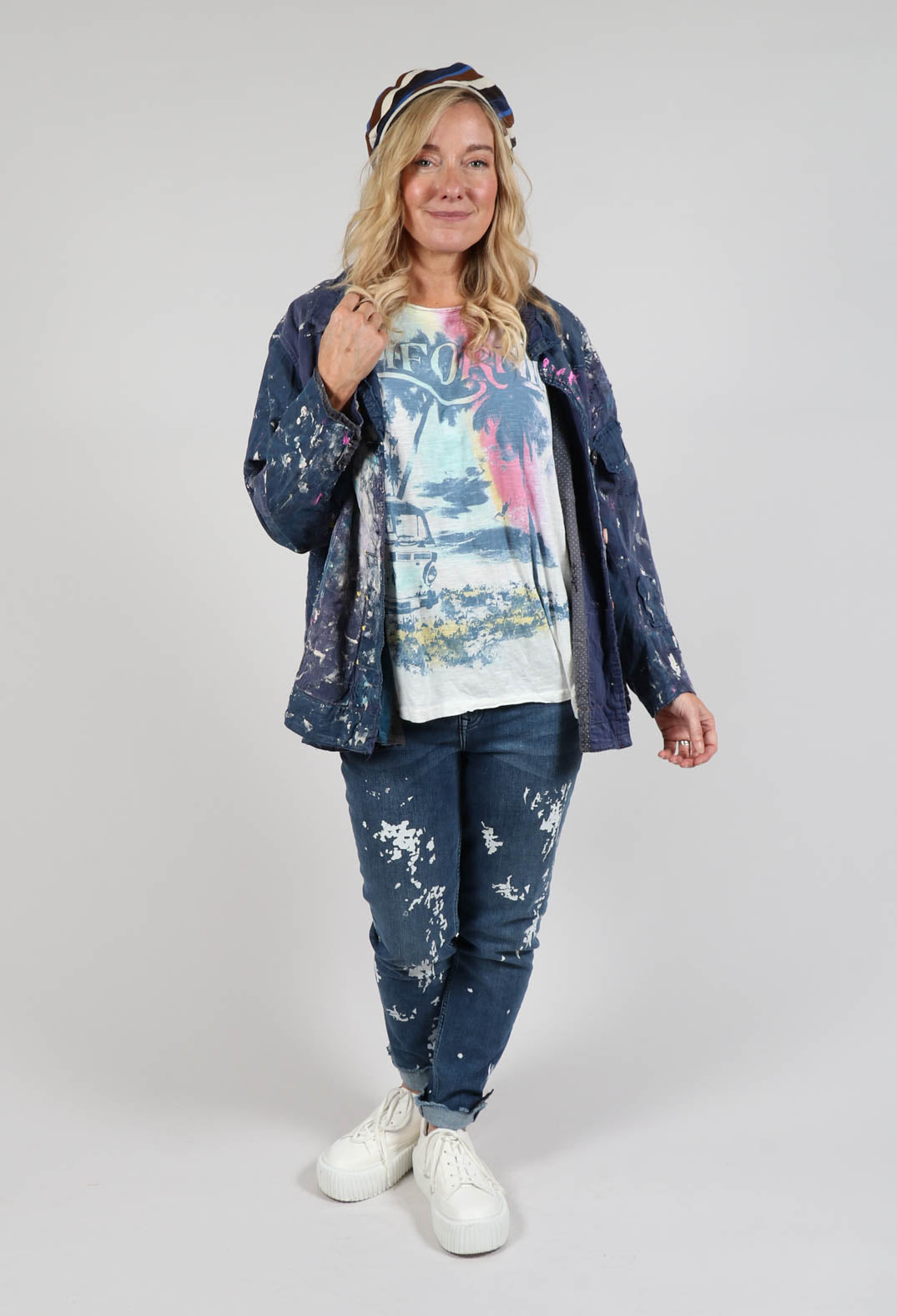 Paint Splatter Crop Tancy Coat in Workwear