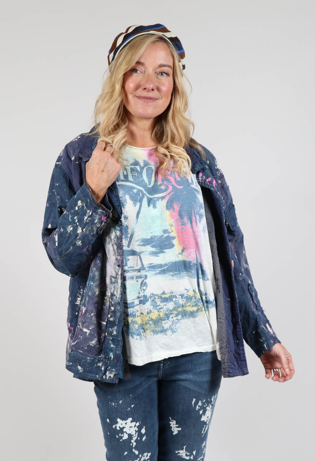 Paint Splatter Crop Tancy Coat in Workwear