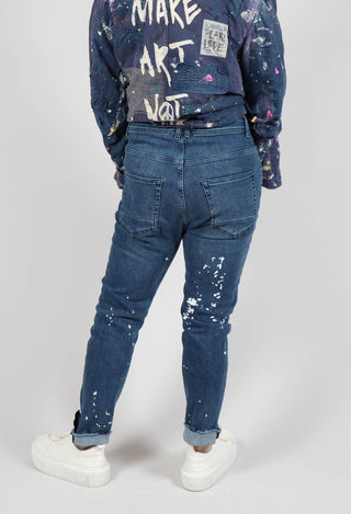 Slim Fit Jeans with Raw Hem in Blue Print